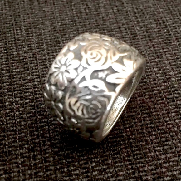 Silpada Vintage RARE Floral Garden Etched Oxidized Solid Sterling Silver Ring - Picture 9 of 10